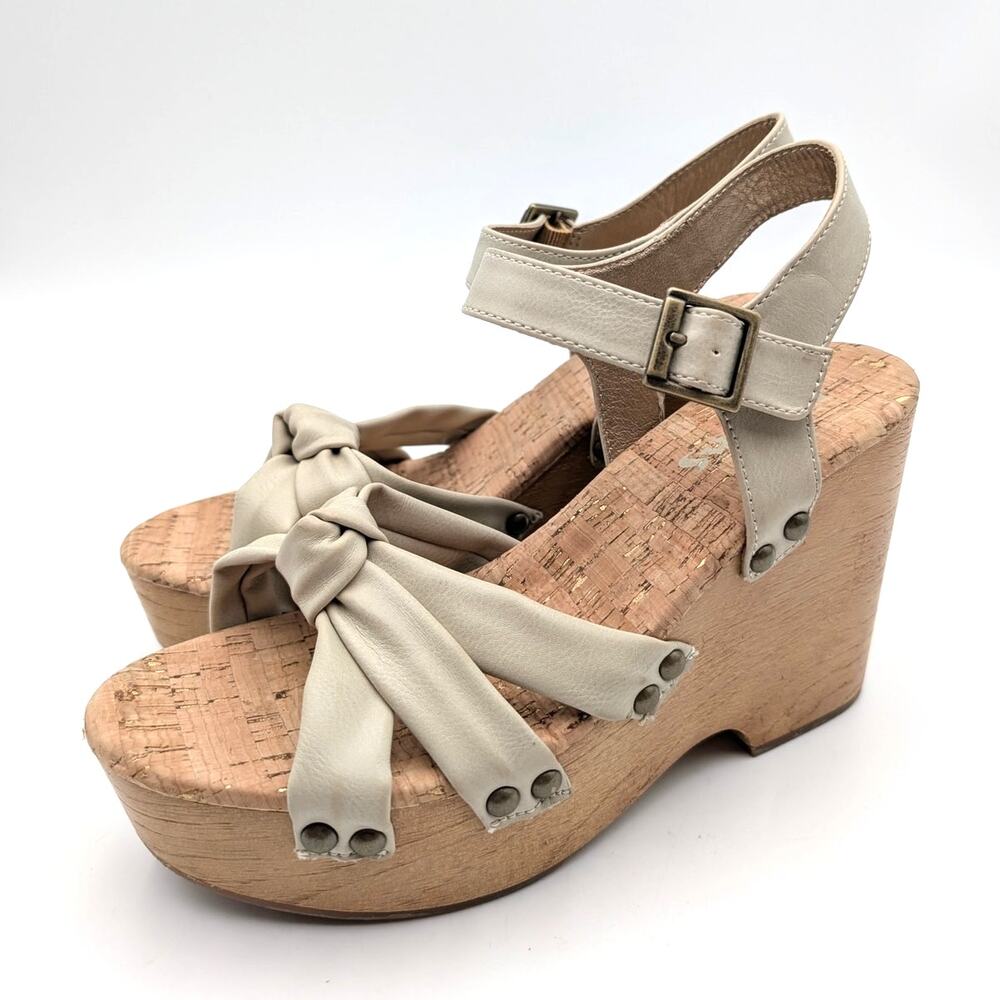 Korks by Kork Ease Dawson Wedge Sandals Women's Off White Size US9M EU39.5